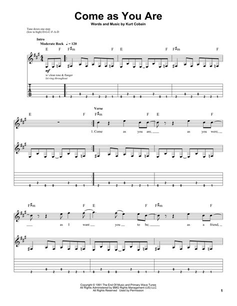 come as you are guitar tab